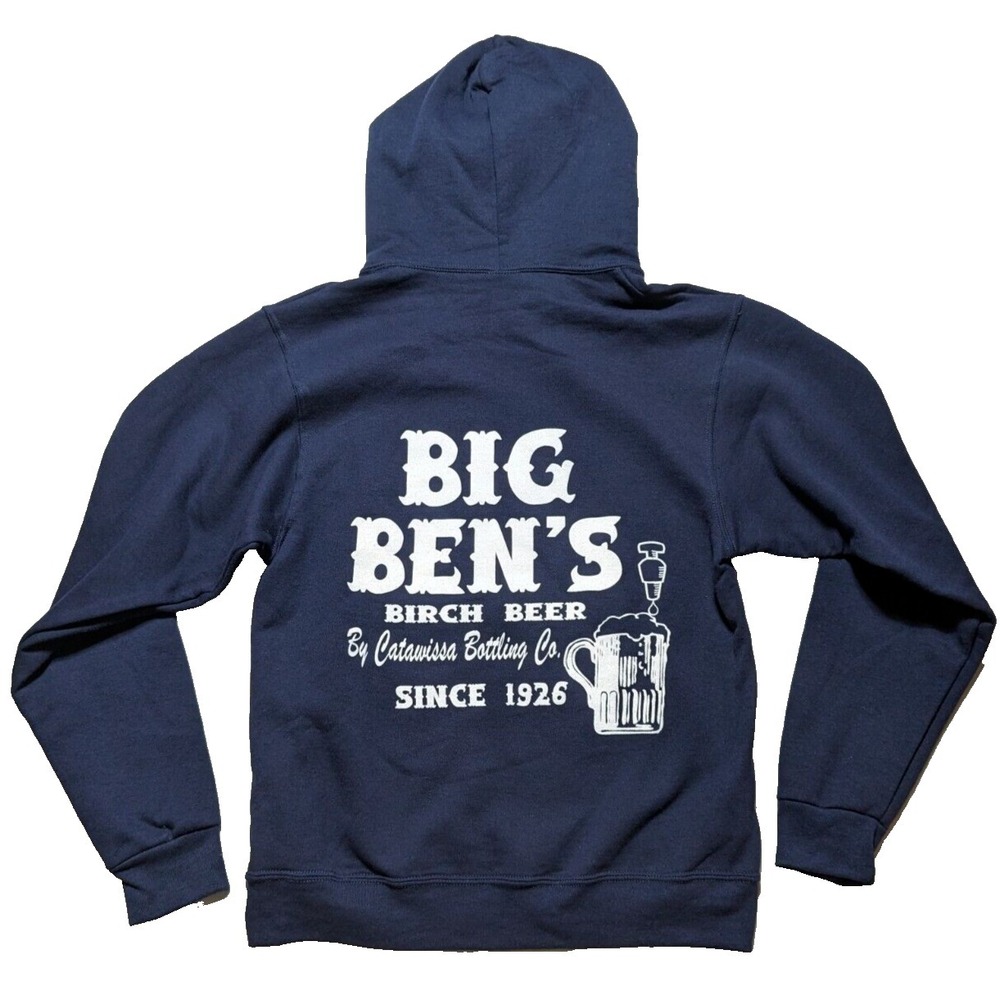 BIG BEN BIRCH BEER CATAWISSA‎ BOTTLING CO  Men Small Blue Pullover Hoodie EUC